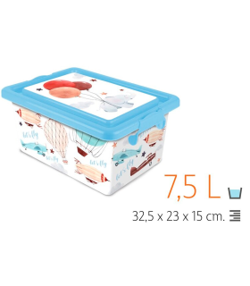 Tradineur – Caja de almacenamiento – Diseño Lets Fly – Capacidad de 7,5 Litros – Fabricado en España - Contenedor para almacenar juguetes, libros, ropa, mantas