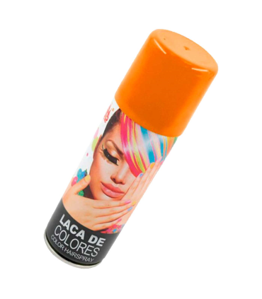 Tradineur - Laca para pelo en spray para halloween - Cantidad: 125 ml - Accesorio para disfraz de carnaval, fiestas, cosplay, cumpleaños, adulto - Color Naranja