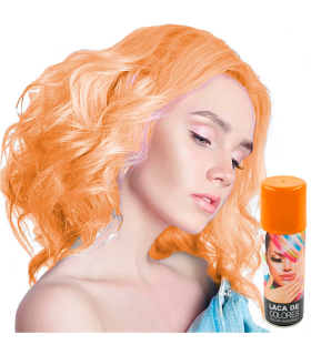 Tradineur - Laca para pelo en spray para halloween - Cantidad: 125 ml - Accesorio para disfraz de carnaval, fiestas, cosplay, cumpleaños, adulto - Color Naranja