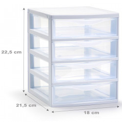 Tradineur - Cajonera guadiana de sobremesa, incluye 4 cajones transparentes, torre de almacenaje, armario, baño, oficina, fabric