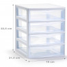 Tradineur - Cajonera guadiana de sobremesa, incluye 4 cajones transparentes, torre de almacenaje, armario, baño, oficina, fabric