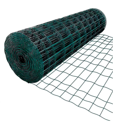 Tradineur - Rollo de malla metálica plastificada, cuadrada, cierre de alambre, valla, cercar jardín, gallinero, finca, alta resistencia (Verde 0,5 x 5 m)