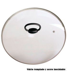 Tradineur - Tapa para olla de vidrio templado y acero inoxidable, incluye pomo plegable y válvula para salida de vapor, apta para lavavajillas, Ø 22 cm