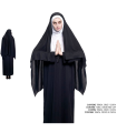 Tradineur - Disfraz de monja maldita para mujer, fibra sintética, incluye túnica, cruz y cofia, religiosa, carnaval, Halloween, cosplay (Adulto, Talla S)