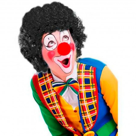 Tradineur - Peluca negra de payaso, fibra sintética, unisex, complemento para disfraz de carnaval, Halloween, cosplay, fiestas d