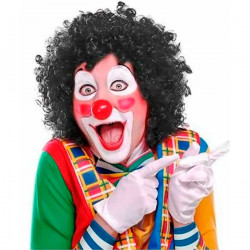 Tradineur - Peluca negra de payaso, fibra sintética, unisex, complemento para disfraz de carnaval, Halloween, cosplay, fiestas d