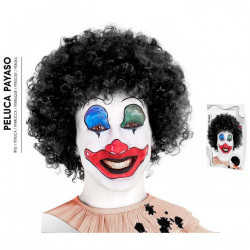 Tradineur - Peluca negra de payaso, fibra sintética, unisex, complemento para disfraz de carnaval, Halloween, cosplay, fiestas d