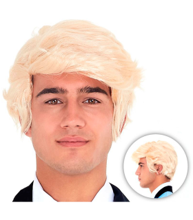 Tradineur - Peluca rubia para hombre, fibra sintética, peluquín rubio, complemento para disfraz de carnaval, Halloween, cosplay, fiestas (Adulto)