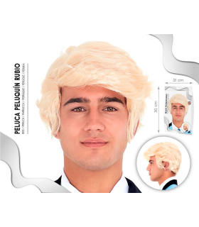 Tradineur - Peluca rubia para hombre, fibra sintética, peluquín rubio, complemento para disfraz de carnaval, Halloween, cosplay, fiestas (Adulto)