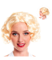 Tradineur - Peluca de Marilyn para mujer, fibra sintética, complemento para disfraz de carnaval, Halloween, cosplay, fiestas (Adulto, Pelo rubio)