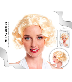 Tradineur - Peluca de Marilyn para mujer, fibra sintética, complemento para disfraz de carnaval, Halloween, cosplay, fiestas (Adulto, Pelo rubio)