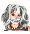 Tradineur - Peluca corta de bruja con coletas - Fabricado en Fibra sintética - Complementos de disfraces para carnaval, halloween u otras celebraciones - Color blanco y negro.