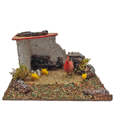 Tradineur - Corral para belén, 8 x 15 x 9 cm, corcho y resina, animales de granja, nacimiento, figuras, decoración tradicional, pesebre, navidad, modelo aleatorio