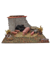 Tradineur - Corral para belén, 8 x 15 x 9 cm, corcho y resina, animales de granja, nacimiento, figuras, decoración tradicional, pesebre, navidad, modelo aleatorio