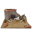 Tradineur - Corral para belén, 8 x 15 x 9 cm, corcho y resina, animales de granja, nacimiento, figuras, decoración tradicional, pesebre, navidad, modelo aleatorio