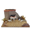 Tradineur - Corral para belén, 8 x 15 x 9 cm, corcho y resina, animales de granja, nacimiento, figuras, decoración tradicional, pesebre, navidad, modelo aleatorio