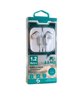 Tradineur - Auriculares con micrófono - Control de volumen - Jack 3,5 cm - Compatible con Pods, Móviles, Tablets y PC - Música es Estéreo - Color Blanco