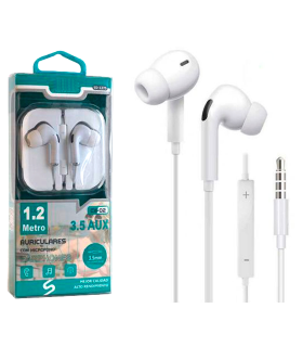 Tradineur - Auriculares con micrófono - Control de volumen - Jack 3,5 cm - Compatible con Pods, Móviles, Tablets y PC - Música es Estéreo - Color Blanco