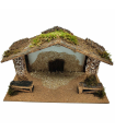 Tradineur - Cueva/Portal de belén de madera, pesebre, cueva con tejado para nacimiento - figura de navidad, decoración navideña tradicional - 23 x 35 x 13 cm