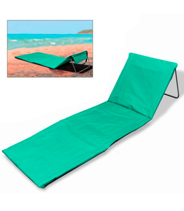 Tradineur - Esterilla de playa abatible, respaldo reclinable, tumbona plegable, incluye bolsillo y correa, portátil, ligera y resistente, piscina, picnic, camping, jardín (Verde, 170 x 54 x 35 cm)