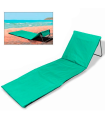 Tradineur - Esterilla de playa abatible, respaldo reclinable, tumbona plegable, incluye bolsillo y correa, portátil, ligera y resistente, piscina, picnic, camping, jardín (Verde, 170 x 54 x 35 cm)