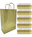 Tradineur - Pack de 50 bolsa Kraft "S" - Ideal para guardar tus regalos de navidad, fin de años o año nuevo - 24 x 32 cm - Color Oro