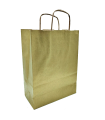 Tradineur - Pack de 50 bolsa Kraft "S" - Ideal para guardar tus regalos de navidad, fin de años o año nuevo - 24 x 32 cm - Color Oro