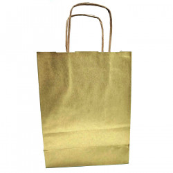 Tradineur - Pack de 50 bolsa Kraft "S" - Ideal para guardar tus regalos, fin de año, año nuevo, Navidad - 24 x 32 cm - Color Oro