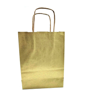 Tradineur - Pack de 50 bolsa Kraft "S" - Ideal para guardar tus regalos de navidad, fin de años o año nuevo - 24 x 32 cm - Color Oro