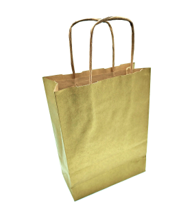 Tradineur - Pack de 50 bolsa Kraft "S" - Ideal para guardar tus regalos de navidad, fin de años o año nuevo - 24 x 32 cm - Color Oro