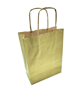 Tradineur - Pack de 50 bolsa Kraft "XS" - Ideal para guardar tus regalos de navidad, fin de años o año nuevo - 18 x 24 cm - Color Oro