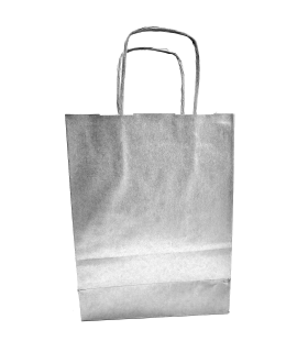 Tradineur - Pack de 50 bolsa Kraft "XS" - Ideal para guardar tus regalos de navidad, fin de años o año nuevo - 18 x 24 cm - Color Plata