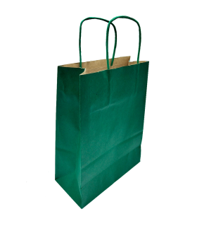 Tradineur - Pack de 50 bolsa Kraft "XS" - Ideal para guardar tus regalos de navidad, fin de años o año nuevo - 18 x 24 cm - Color Verde