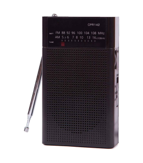 Tradineur - Radio de bolsillo vertical - Sintonizador AM/FM - Sintonizador con Indicador - Pilas no incluidas - 12 x 7 x 4 cm - Color surtido (Negro o gris)