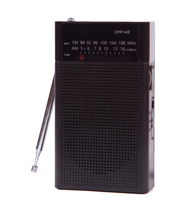 Tradineur - Radio de bolsillo vertical - Sintonizador AM/FM - Sintonizador con Indicador - Pilas no incluidas - 12 x 7 x 4 cm - Color surtido (Negro o gris)