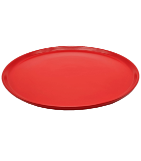 Plato para pizza de cerámica, bandeja plana redonda para servir comida, aperitivos, práctico, cocina, navidad, fiestas, celebraciones (Rojo, 33 cm)