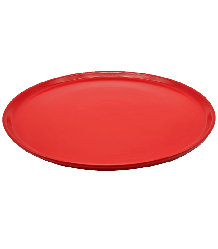 Plato para pizza de cerámica, bandeja plana redonda para servir comida, aperitivos, práctico, cocina, navidad, fiestas, celebraciones (Rojo, 33 cm)