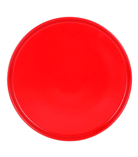 Plato para pizza de cerámica, bandeja plana redonda para servir comida, aperitivos, práctico, cocina, navidad, fiestas, celebraciones (Rojo, 33 cm)