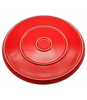 Plato para pizza de cerámica, bandeja plana redonda para servir comida, aperitivos, práctico, cocina, navidad, fiestas, celebraciones (Rojo, 33 cm)