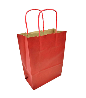 Tradineur - Pack de 50 bolsa Kraft "S" - Ideal para guardar tus regalos de navidad, fin de años o año nuevo - 24 x 32 cm - Color Rojo