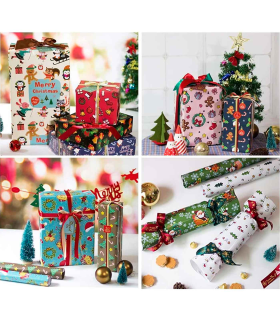 Tradineur - Pack de 5 rollos de papel de regalo, modelo Navidad 16002, láminas, hojas para envolver regalos, cumpleaños, Navidad, 70 x 200 cm, diseños surtidos