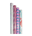 Tradineur - Pack de 4 rollos de papel de regalo, modelo Todo Año, láminas, hojas para envolver regalos, cumpleaños, Navidad, 100 x 300 cm, diseños surtidos