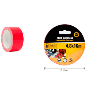 Tradineur - Cinta americana, fuerte adherencia, universal, resistente, impermeable, corte fácil, reparar, sellar, reforzar, fijar, multiusos, bricolaje (Rojo, 48 mm x 16 m)