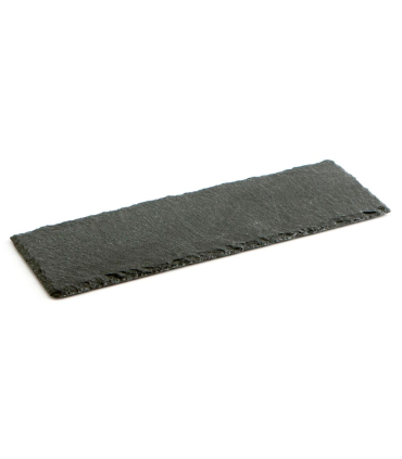 Tradineur - Plato de Pizarra Rectangular, Bandeja para hosteleria, servicio y degustación, Canto rústico, Tabla de Piedra Natural para Servir Aperitivos - 30 x 10 cm