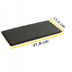 Tradineur - Plato de Pizarra Rectangular, Bandeja para hosteleria, servicio y degustación, Canto rústico, Tabla de Piedra Natura