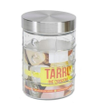 Tradineur - Tarro de vidrio con tapa metálica, recipiente, frasco resistente para guardar café, pasta, galletas, legumbres, 1250 ml, 16,5 x 11 cm