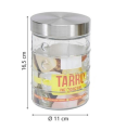 Tradineur - Tarro de vidrio con tapa metálica, recipiente, frasco resistente para guardar café, pasta, galletas, legumbres, 1250 ml, 16,5 x 11 cm