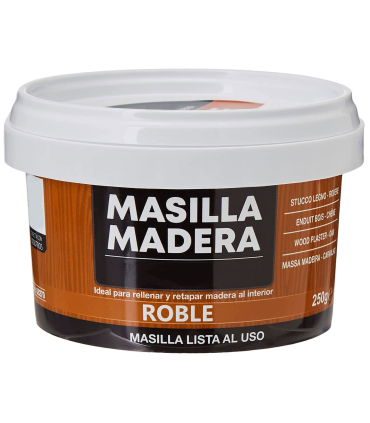 Tradineur - Masilla de relleno para madera, pasta tapagrietas, lista para usar, reparación de fisuras, agujeros en muebles, uso interior, calidad profesional (Roble, 250 g)