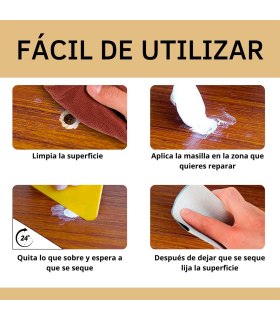 Tradineur - Masilla de relleno para madera, pasta tapagrietas, lista para usar, reparación de fisuras, agujeros en muebles, uso interior, calidad profesional (Roble, 250 g)