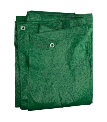 Tradineur - Toldo de polietileno impermeable, lona de protección multiusos con ojales de aluminio, esquinas reforzadas, resistente al desgaste, exterior (Verde, 90 gr, 3 x 5 m)